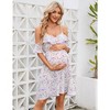 Maternity Nursing Dress Womens V-Neck Spaghetti Strap Ruffle Sleeve Daisy Printed Floral A-Line Tiered Flowy Swing Dress - 2 of 4