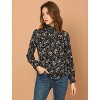 Allegra K Women's Boho Vintage Ruffled Neck Keyhole Back Floral Blouse - 2 of 4