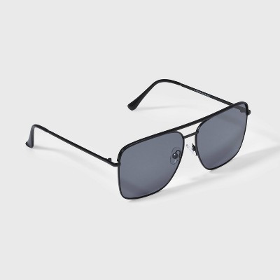 Women's Satin Metal Aviator Sunglasses - Universal Thread Black: Scratch-Resistant, UV Protection, Recycled Metal - image 2
