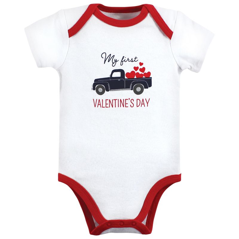 Hudson Baby Infant Boy Cotton Bodysuits, Valentine Truck, 4 of 7