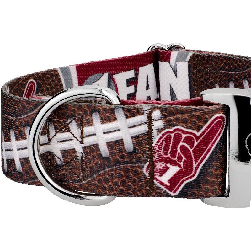 Country Brook Petz 1 1/2 Inch Premium Crimson and White Football Fan Dog Collar Limited Edition, 4 of 5