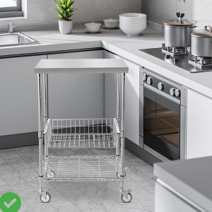 Portable Kitchen 3-Tier Storage Rack-Caster Wheels with Adjustable 2 ShelvesSteel Rolling Kitchen cart - 1 of 4