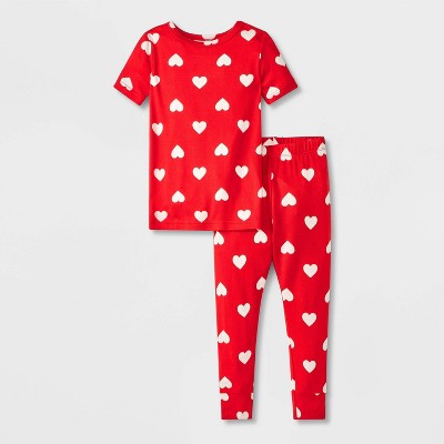 Toddler 2pc Valentine's Hearts Knit Pajama Set - Cat & Jack™ Red