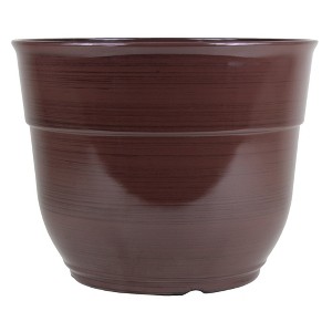 Garden Elements Indoor/Outdoor Glazed Brushed Happy Plastic Planter, Large, 15in - 1 of 4