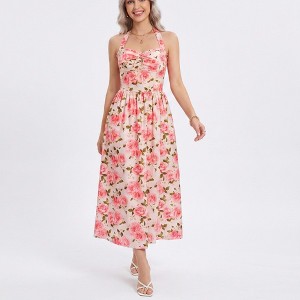 smocked halter midi dress in floral Marla Halter Midi Dress