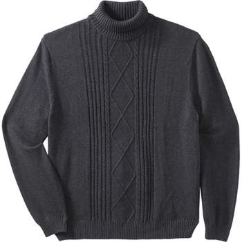 Liberty Blues Men's Big & Tall  Shoreman's Cable Knit Turtleneck Sweater