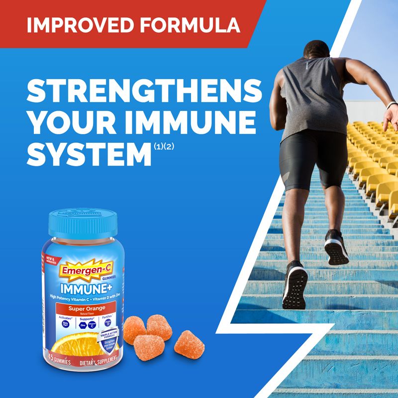 Emergen-C Immune+ with Vitamin D Gummies - Super Orange - 45ct, 4 of 14