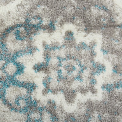Reversible Grey/Blue Medallion Synthetic Area Rug 47in