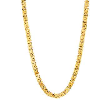 Men's Crucible Polished Stainless Steel Flat Byzantine Chain Necklace (10mm) - 22"