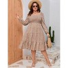 Plus Size Dresse A Line Maxi Dress with Pocket Khaki-leopardlong XL - 3 of 4