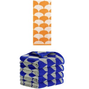 REGALWOVEN 5 Pack Cotton Soft Absorbent Geometric Pattern Hand Towels 13" x 29" - 1 of 4