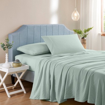 Prewashed Vintage Linen Style Crinkle Sheet Set - Extra Soft, Lightweight Bed Sheets and Pillowcase Set by Sweet Home Collection®