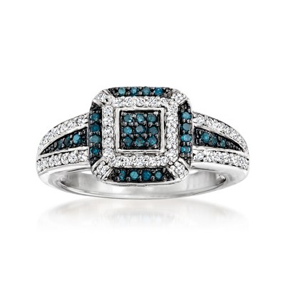 Ross-Simons 0.49 ct. t.w. Blue and White Diamond Ring in Sterling Silver
