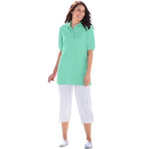 Woman Within Elbow-Sleeve Polo Tunic - 1 of 4