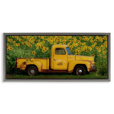 Stupell Industries Yellow Pickup in Sunflower Field, 25" x 11"