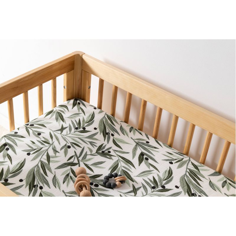 Babyletto Olive Branches Muslin All-Stages Midi Crib Sheet, 2 of 9