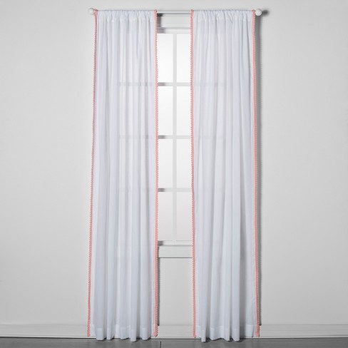 42 X48 Sheer Pom Pom Window Panels Pink Pillowfort Target