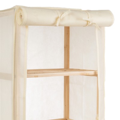 Blonde Fir Wood 5-Tier Storage Shelving Rack with Cover