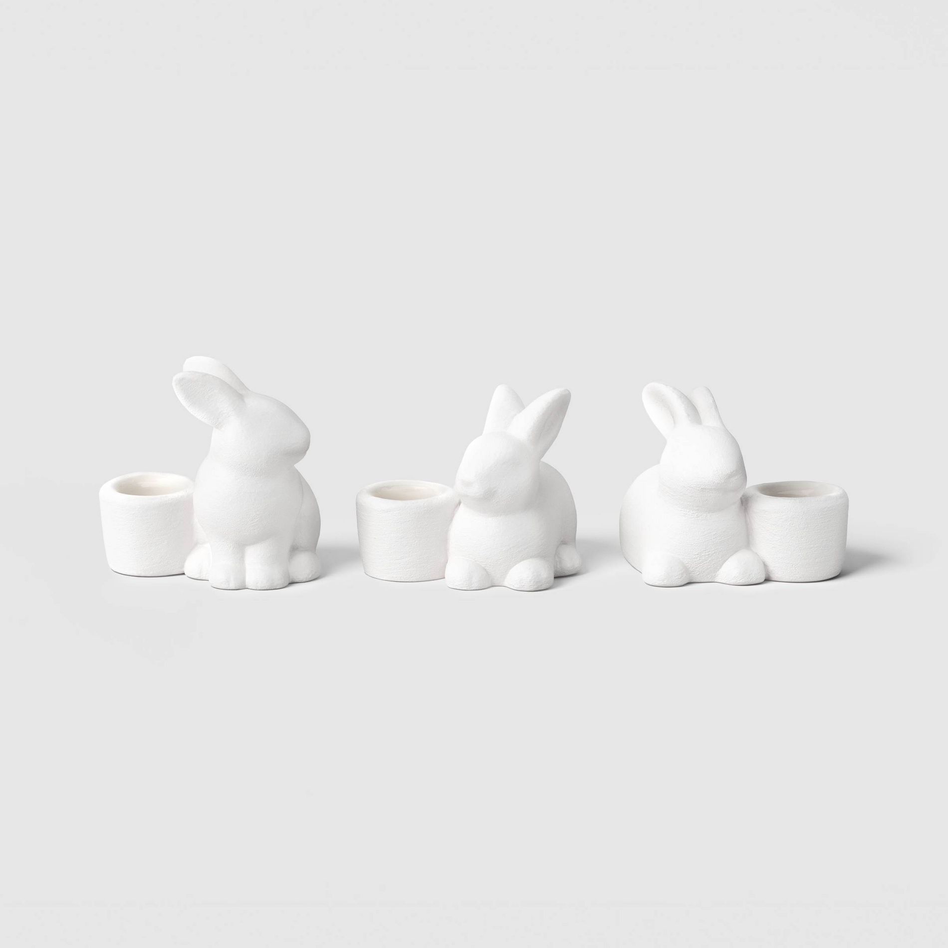 Easter Set of 3 Ceramic Bunny Taper Candle Holders - Threshold™