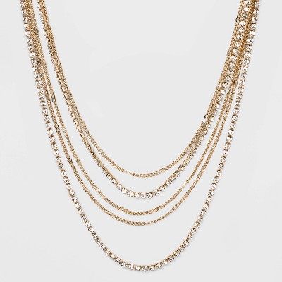 14" Multi Row Cup Chain Necklace - A New Day™ Gold