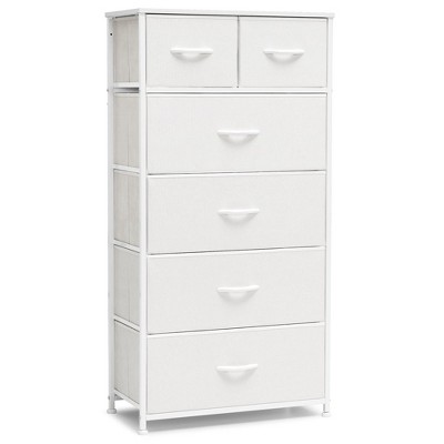 Crestlive Products 6-drawer Vertical Dresser Storage Tower with Sturdy Steel Frame, Wood Top, Easy Pull Fabric Bins