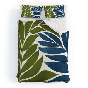 Deny Designs 3pc Full/Queen Modern Tropical Deep Woods Duvet Cover and Pillow Sham Set Blue: Woven Polyester, 300 Thread Count, Hidden Zipper - 1 of 4