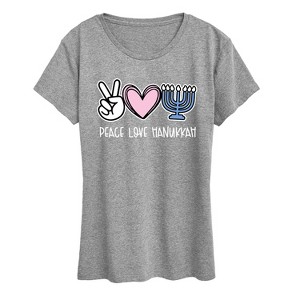 Women's - Instant Message - Peace Love Hanukkah Short Sleeve Graphic T-Shirt - 1 of 4
