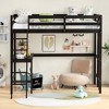 Costway Twin Size Loft Bed w/ Desk & Shelf 2 Ladders & Guard Rail for Kids Teens Bedroom Brown/Grey/White - 4 of 4