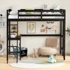 Costway Twin Size Loft Bed w/ Desk & Shelf 2 Ladders & Guard Rail for Kids Teens Bedroom Brown/Grey/White - image 4 of 4