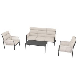XINGHANZHENXUAN Blue 4-Piece Patio Dining Set, Rust-Resistant Outdoor Furniture with Comfortable Seating and Modern Design - 1 of 4