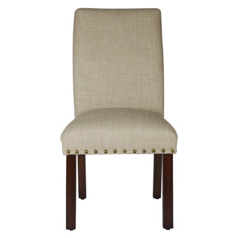 Set Of 2 Michele Dining Chair With Nailhead Trim Linen Homepop