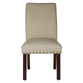 Set of 2 Michele Dining Chair with Nailhead Trim Linen - HomePop