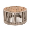 MOEPISY Outdoor Rattan Rope and Acacia Wood Coffee Table, Rope Beige and Natural Iron - 4 of 4