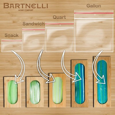 Bartnelli 5pc Bamboo Kitchen Drawer Organizer – Labeled for Gallon, Quart, Sandwich, Snack Bags — фото 6