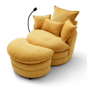GDFStudio Buck Modern 360° Swivel Corduroy 36"W Chair with Storage Ottoman - 1 of 4