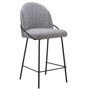 Jambi Counter Stool – Set of 2, 39" H With Black & White Shearling Style Fabric, Powder-Coated Steel By Zuo Modern - 1 of 4