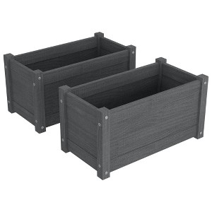 vidaXL Solid Pinewood Garden Planters - Set of 2, Rectangular Shape, Durable Outdoor Plant Boxes in Stylish Gray - 1 of 4