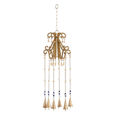 31 x 8 Eclectic Metal Abstract Windchime Gold - Olivia & May