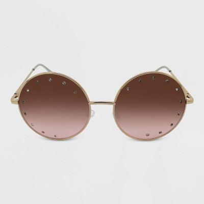 Women's Oversized Studded Round Sunglasses - Wild Fable™ Gold