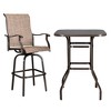 Outdoor Bar Table - 31.5" Square Bar Height Patio Table with Tempered Glass Top & Rust-Resistant Metal Frame (Brown) - 3 of 3