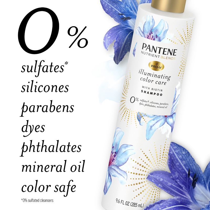 Pantene Illuminating Sulfate Free Biotin Shampoo for Nourishing Color Safe, Nutrient Blends - 9.6 fl oz, 6 of 16