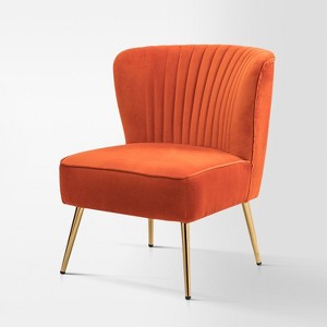 Quentin Velvet Accent Side Chair with Golden Metal Base | Karat Home - 1 of 4