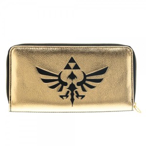 Bioworld Legend of Zelda Legend Hyrule Crest Logo Black and Gold Zip Around Clutch Wallet - 1 of 3