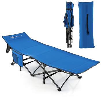Cama de Camping Plegable Portátil Impermeable con Bolsa de Transporte Carga  150 kg para Playa Oficina Invitados 214,5 x 106 x 49,5 cm Azul - Costway