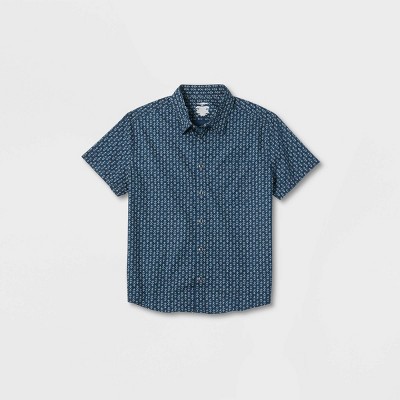 Men's Short Sleeve Adaptive Button-Down Shirt - Goodfellow & Co™ Dark Blue S