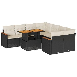 vidaXL Garden Sofa Set Black - Black and Cream with Storage - 1 of 4