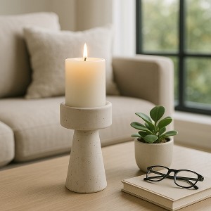 Modern Taper and Pillar Candle Holders for Home Decor - Decorative Candle Stick Holder for Table Centerpieces or Living Room - White - 1 of 4