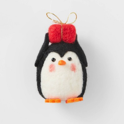 Boiled Wool Penguin with Present Christmas Tree Ornament - Wondershop™