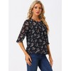 INSPIRE CHIC Women's Round Neck Ruffle 3/4 Sleeve Floral Print Chiffon Blouse - 2 of 4