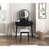NicBex 31.5" Makeup Vanity Desk with Mirror and Stool,Retro Makeup Table with Storage Drawers for Bedroom,Black - 2 of 4
